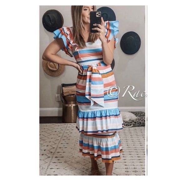 NWT PLENTY BY TRACY REESE Anthropologie Rainbow Striped Midi Dress Small - Picture 6 of 16